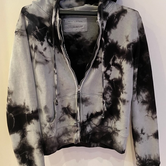 Nili Lotan Tie-Dye Black and Gray Hoodie -- Matching Pants Listed Too! size L - Picture 1 of 6